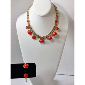 Kensie Coral Gold Tone Necklace Bracelet Set